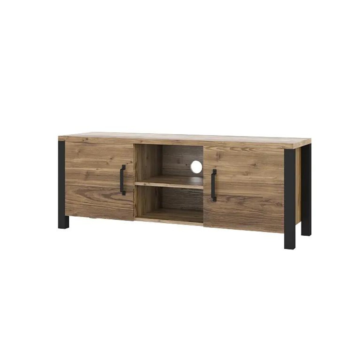 Szafka RTV OLIN 2D 147 appenzeller fichte/czarna