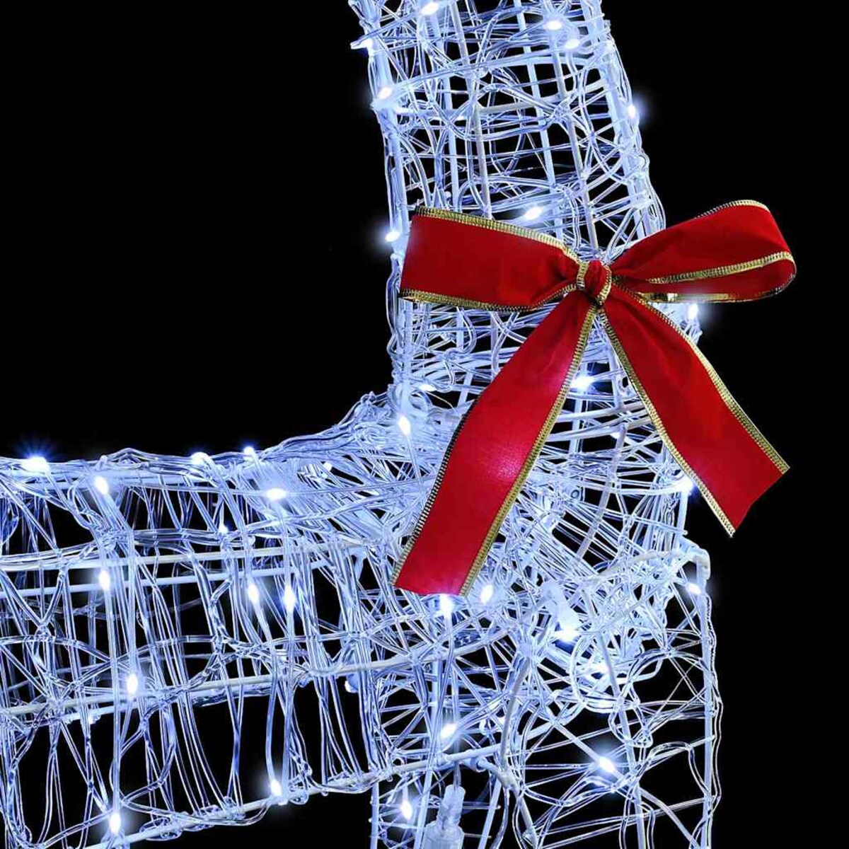 vidaXL Renifer ciągnący sanie Zimna biel 70 x 26 x 128,5 cm Akryl