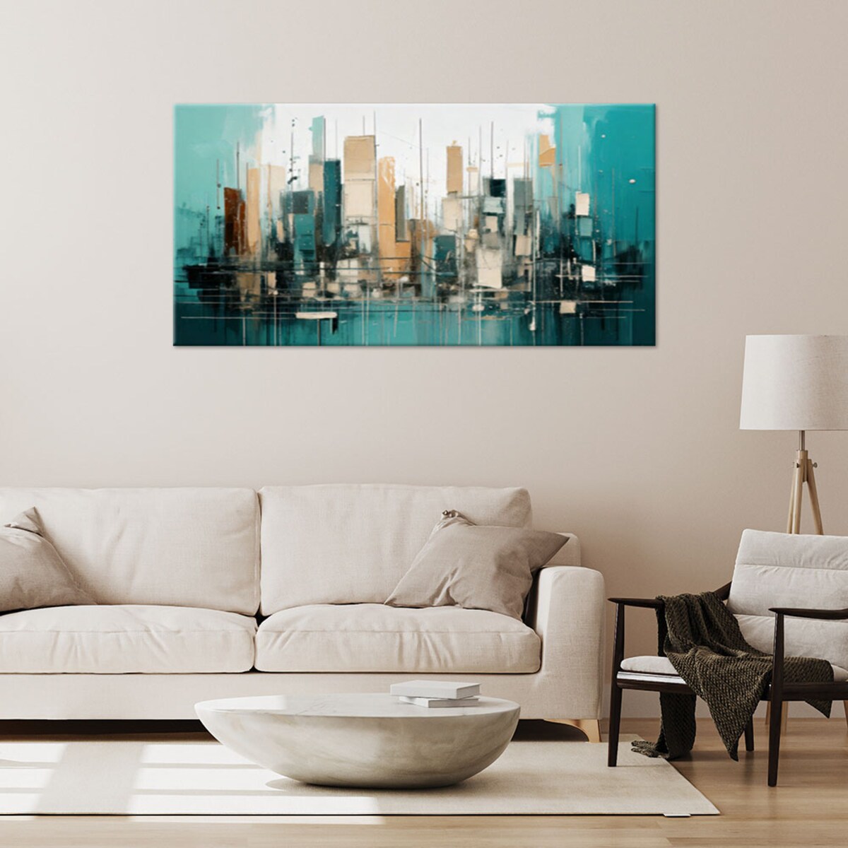 Feeby Obraz do salonu, Miasto Abstrakcja Geometryczna 80x40