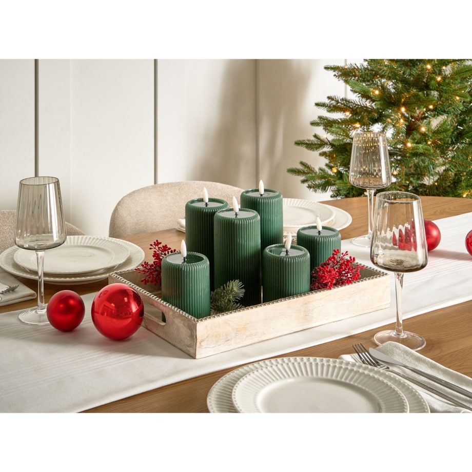 Zestaw 6 świec LED NOISETTE 10/16 cm Zielony