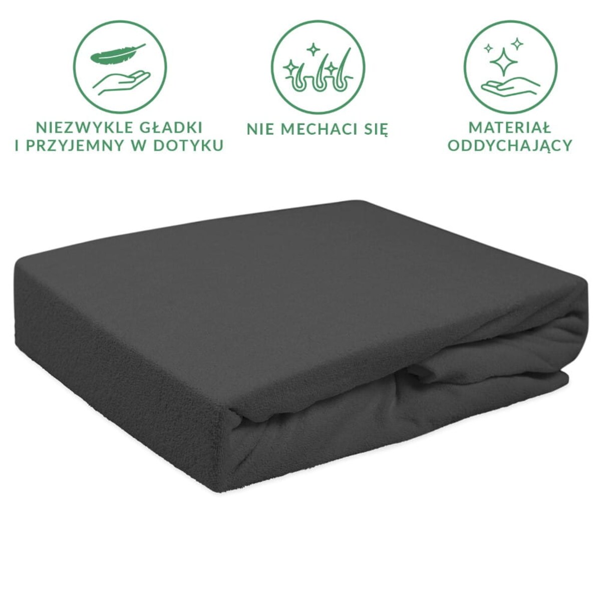 Prześcieradło z bawełny frotte z gumką 180x200 kolor antracyt