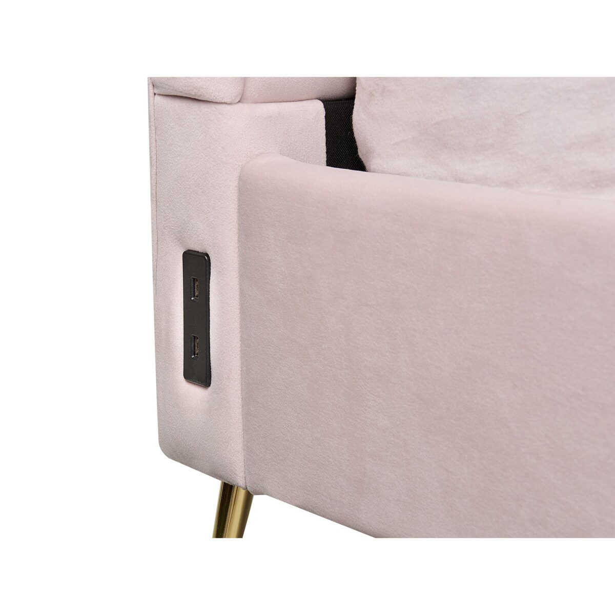 Łóżko welurowe 140 x 200 cm z portem USB różowe MIRIBEL