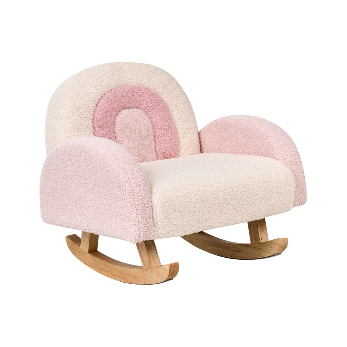 Fotel bujany dziecięcy boucle różowy OMBO