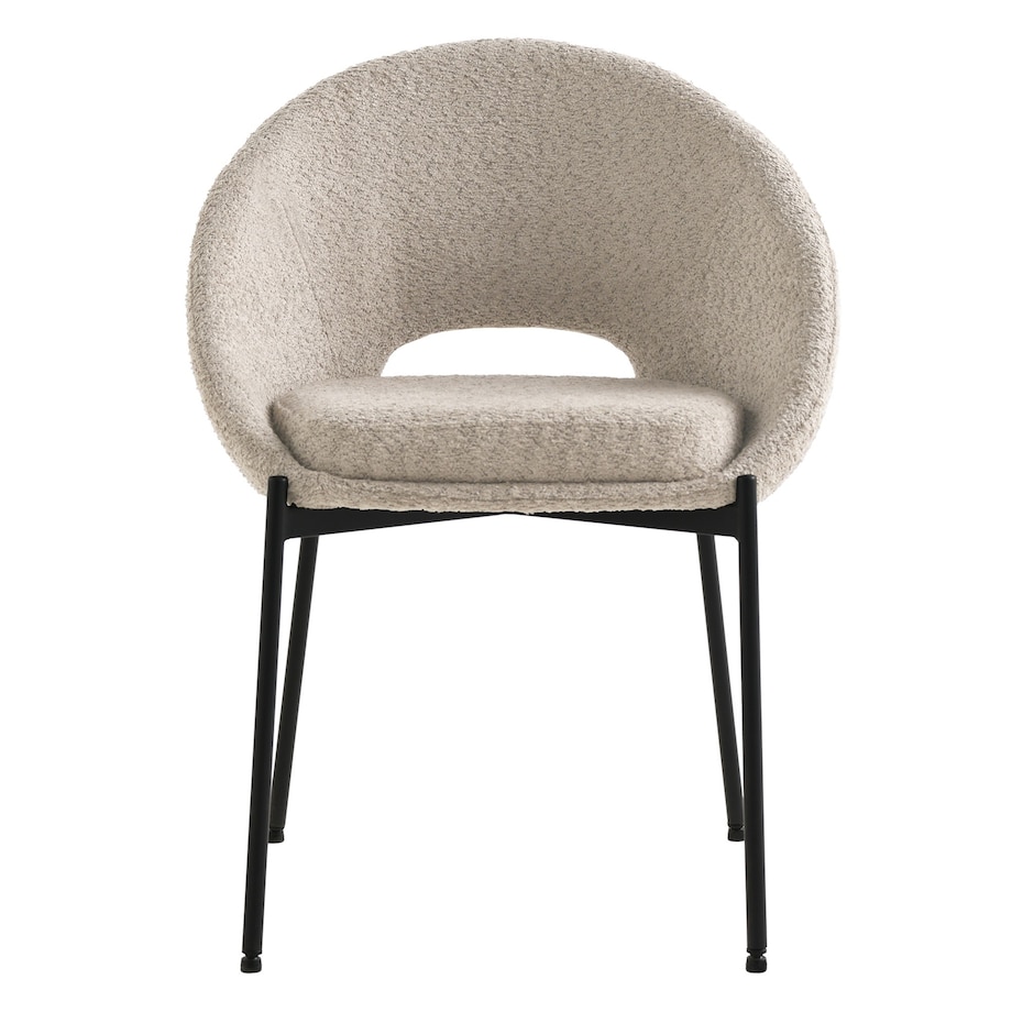 Krzesło beżowe, metalowe czarne nogi Losna, 2 szt.