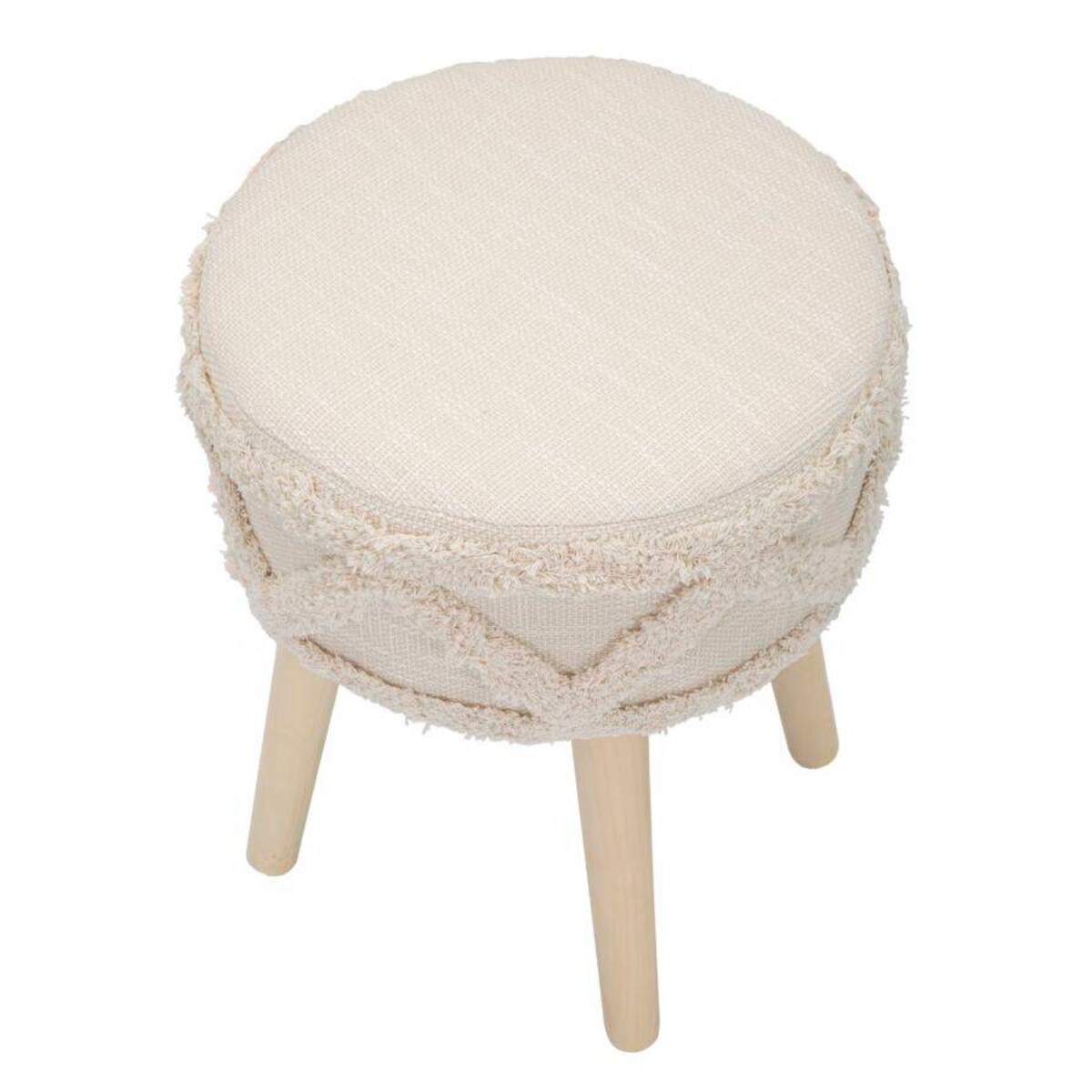 Taboret w stylu boho, drewniane nogi, Ø 32 cm