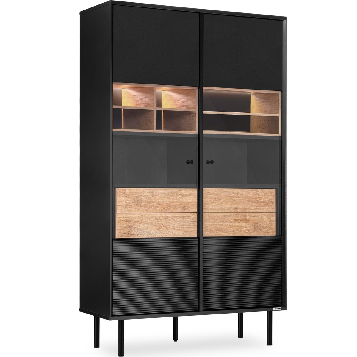 KONSIMO LOFTY Loftowa witryna na wysokich nóżkach