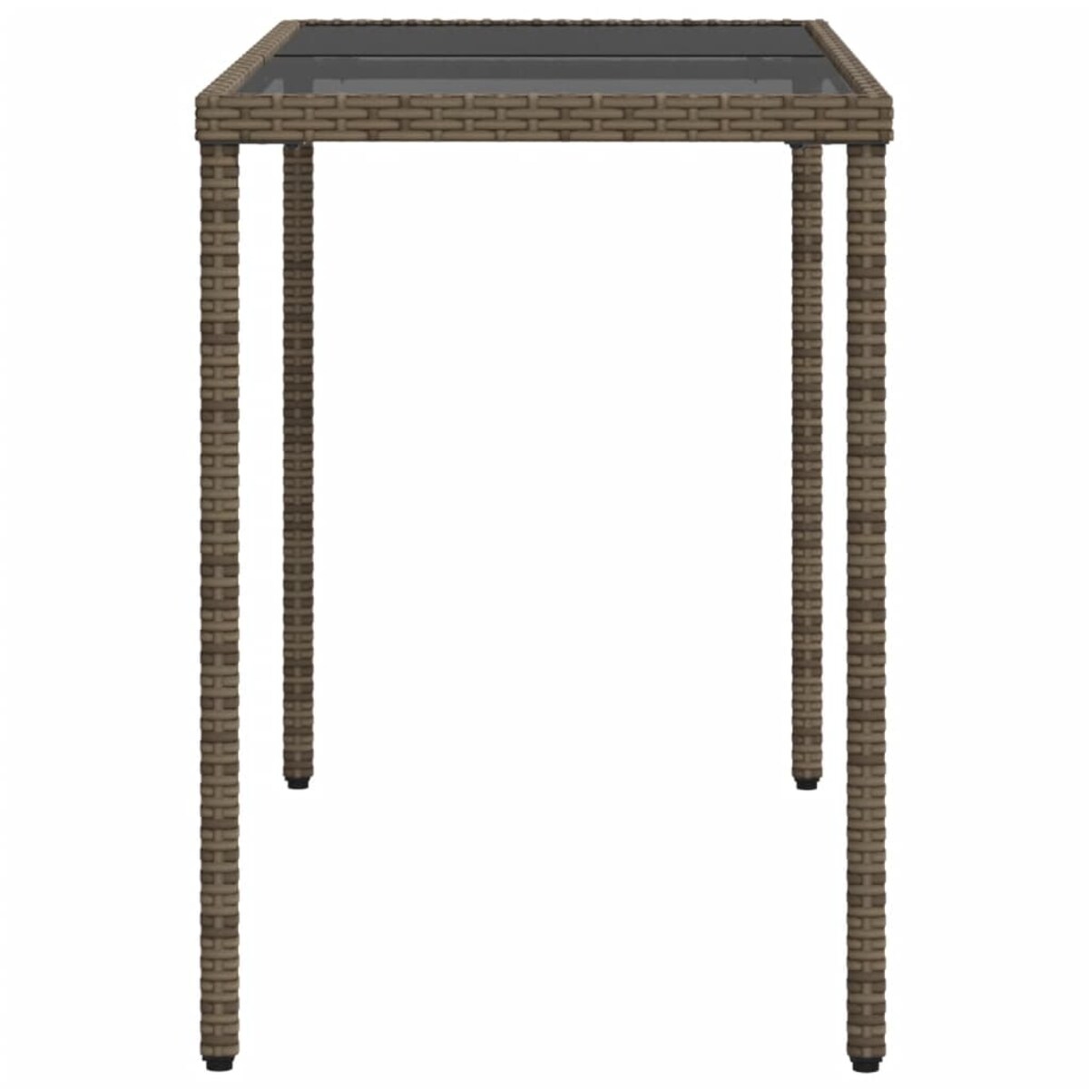 vidaXL Stół ogrodowy ze szklanym blatem, szary, 115x54x74cm, rattan PE