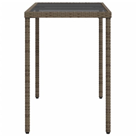 vidaXL Stół ogrodowy ze szklanym blatem, szary, 115x54x74cm, rattan PE