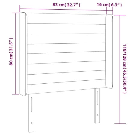 vidaXL Zagłówek uszak, taupe, 83x16x118/128 cm, tkanina