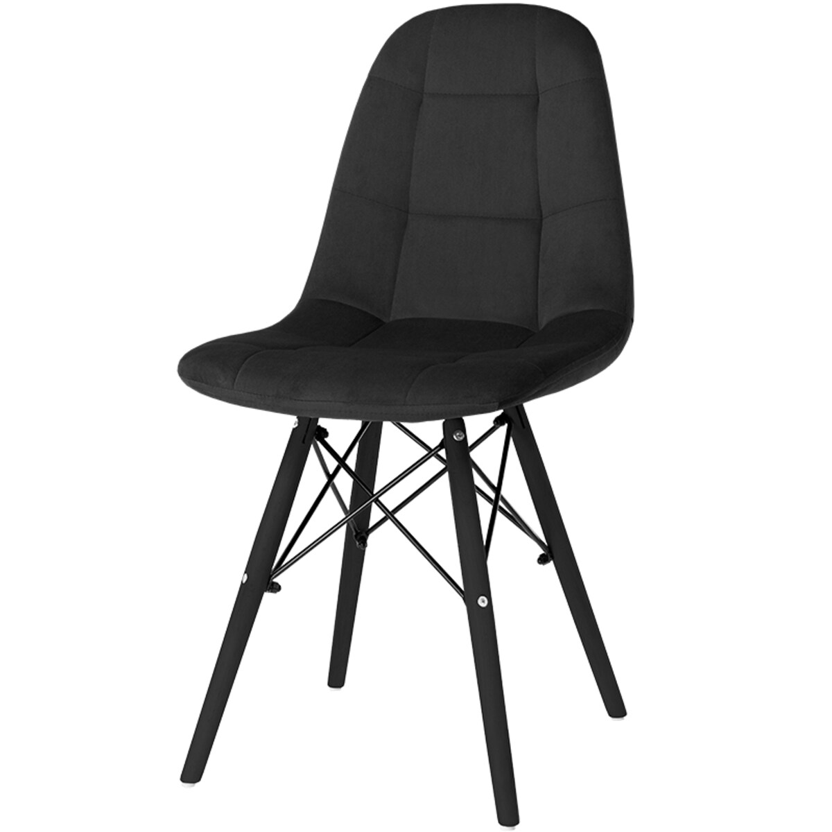 Krzesło tapicerowane skandynawskie czarne welurowe pikowane nowoczesne