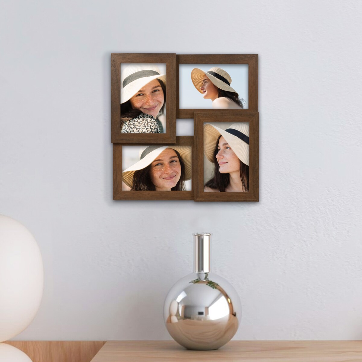 Multirama ramka na zdjęcia. Brązowa multirama na cztery zdjęcia 10x15 cm Ramka na zdjęcia 4 w 1 MULTI HEN 4 FRAMAI