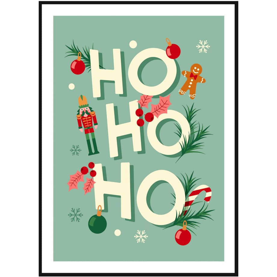Poster Story, Plakat, Obraz - Świąteczna Grafika Ho Ho Ho, wymiary 70 x 100 cm