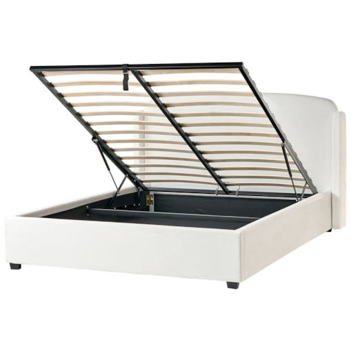 Łóżko z pojemnikiem BERNAY 160 x 200 cm Złamana biel