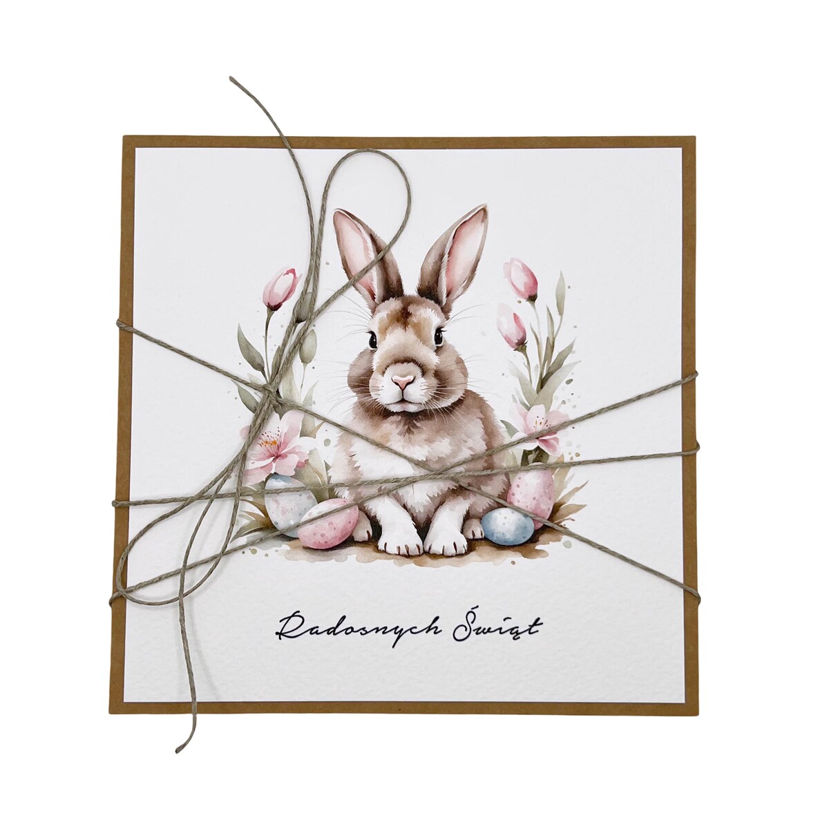 Ręcznie robiona kartka świąteczna wielkanocna na Wielkanoc zajączek wielkanocny