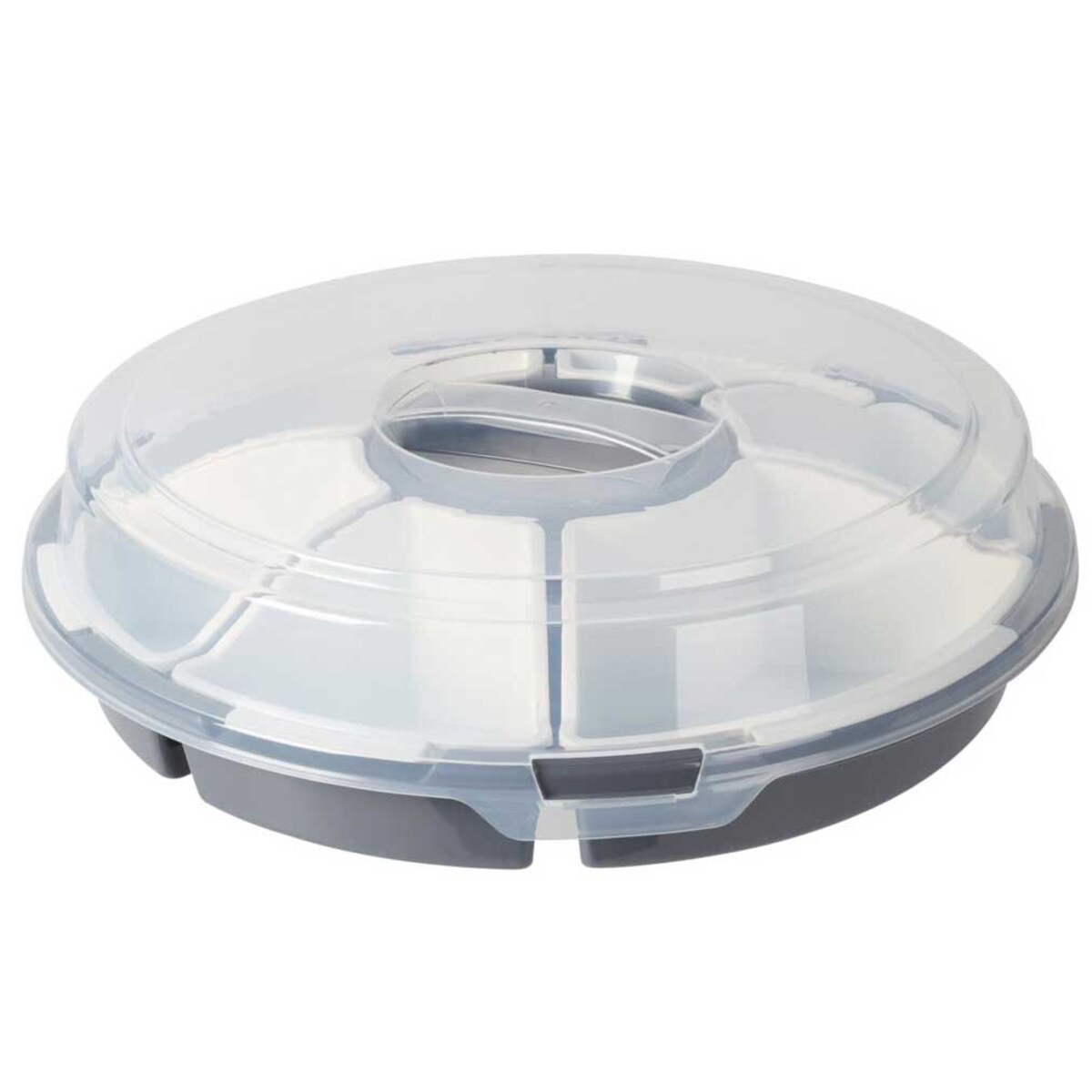 Przenośna taca na przekąski z wyciąganymi przegródkami, Ø 33 cm