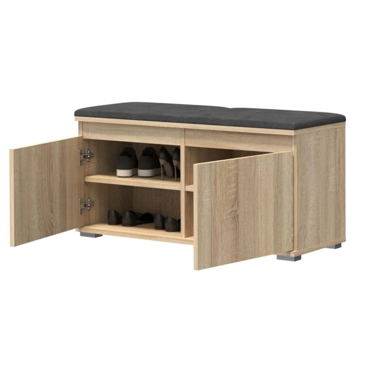 Szafka na buty z siedziskiem i wieszakiem SINGAPUR 100 dąb sonoma/szara