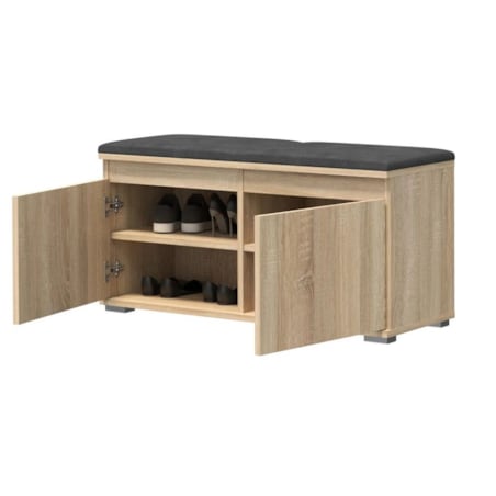 Szafka na buty z siedziskiem i wieszakiem SINGAPUR 100 dąb sonoma/szara