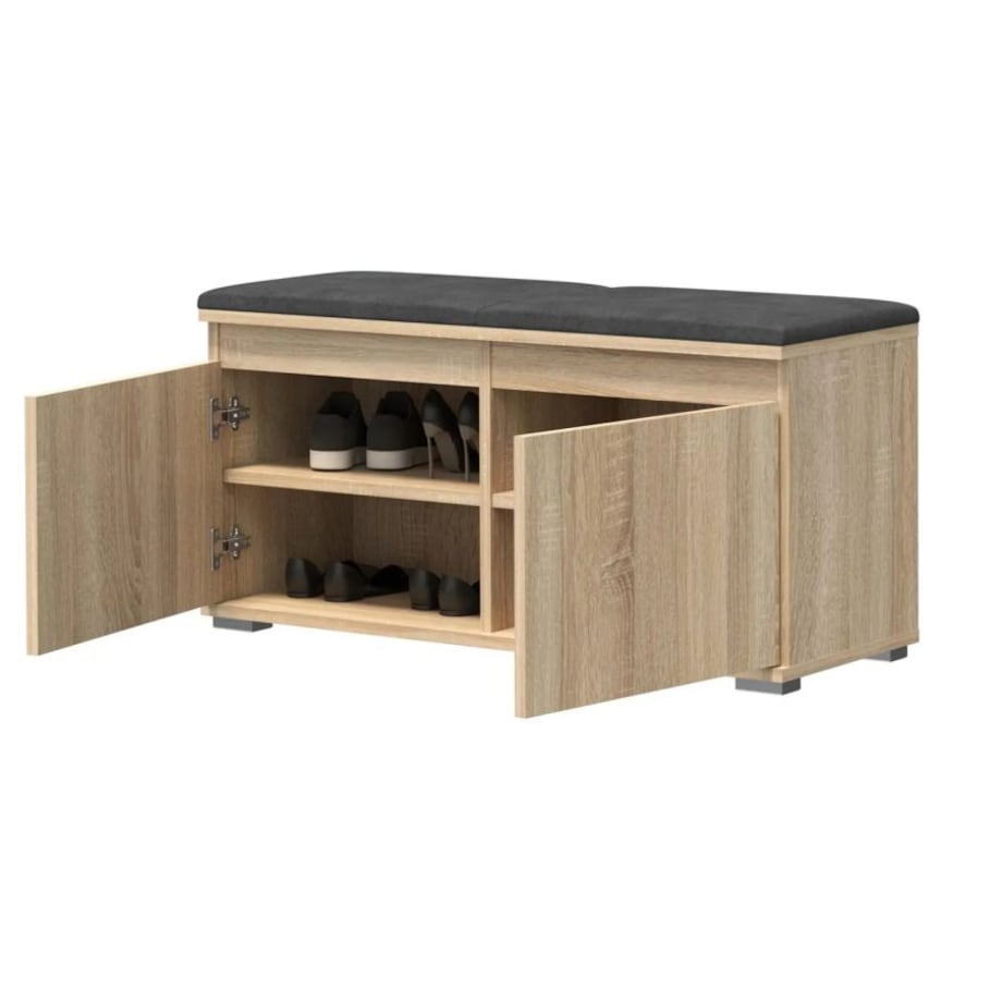 Szafka na buty z siedziskiem i wieszakiem SINGAPUR 100 dąb sonoma/szara