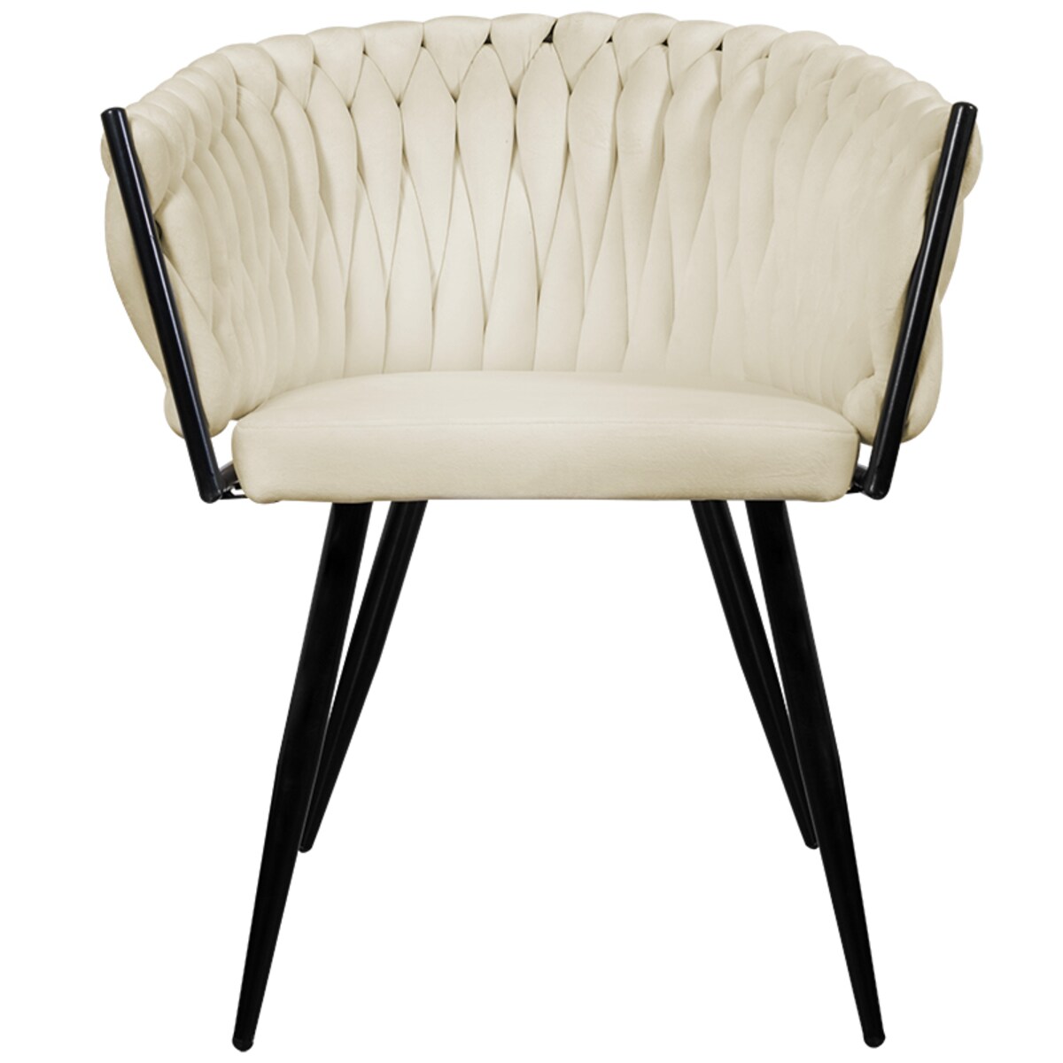 Krzesło tapicerowane do salonu glamour welurowe plecione beżowe