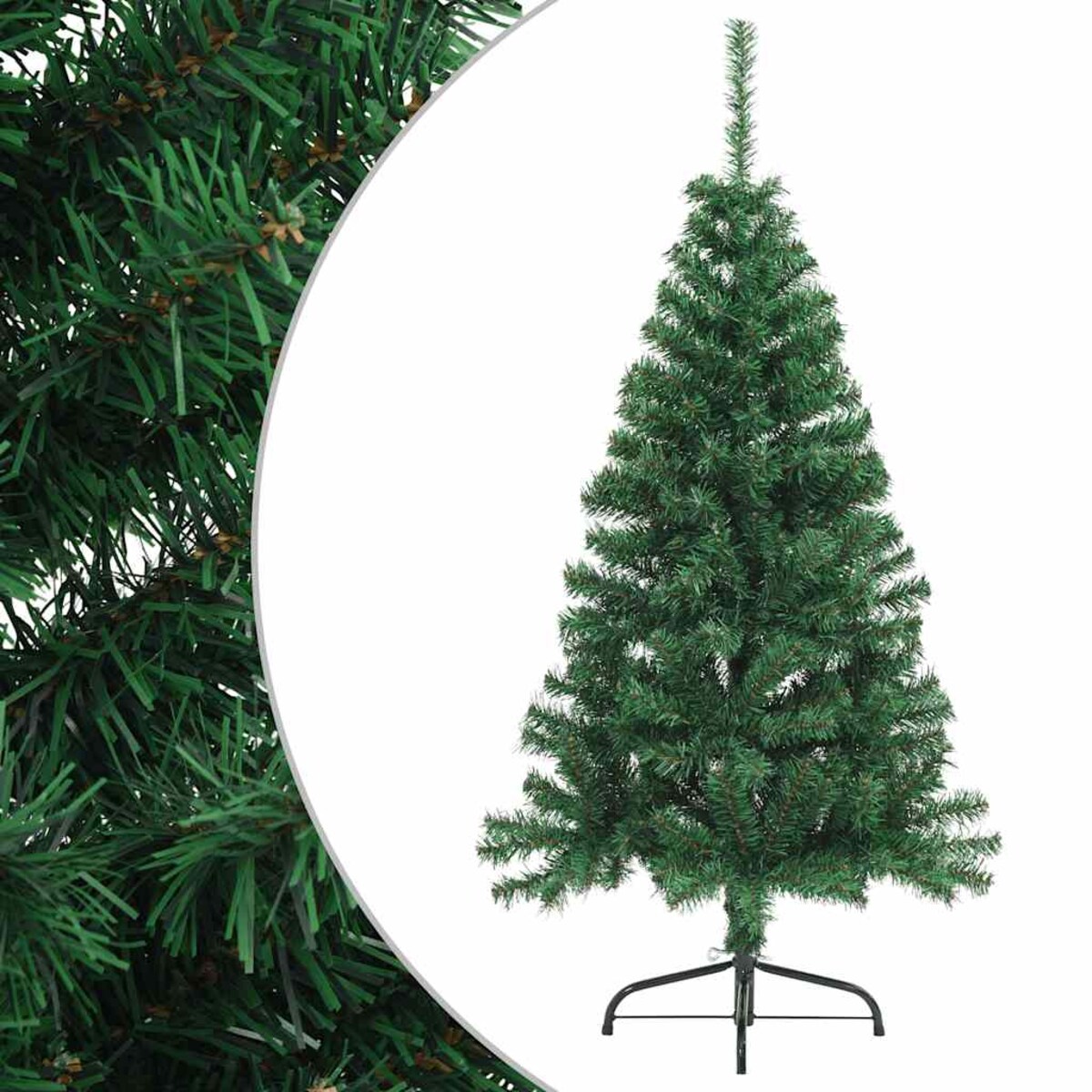 vidaXL Sztuczna choinka ze stojakiem, połówka, zielona, 120 cm, PVC