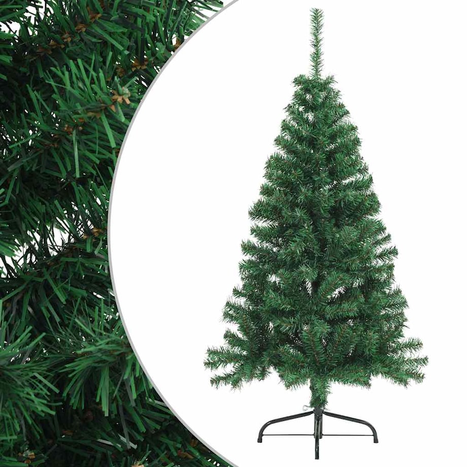 vidaXL Sztuczna choinka ze stojakiem, połówka, zielona, 120 cm, PVC