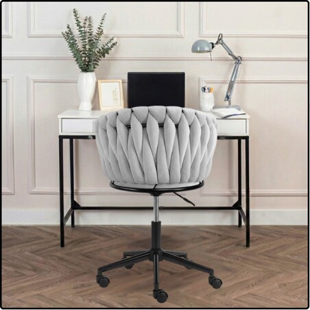 Fotel biurowy obrotowy krzesło biurowe wygodne do biurka regulowany szare