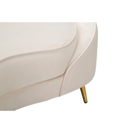 Sofa Oslo, kolor kremowy i złoty, poliester, drewno eukaliptusowe i metal, 148 x 84 x 68 cm, do salonu, Mauro Ferretti