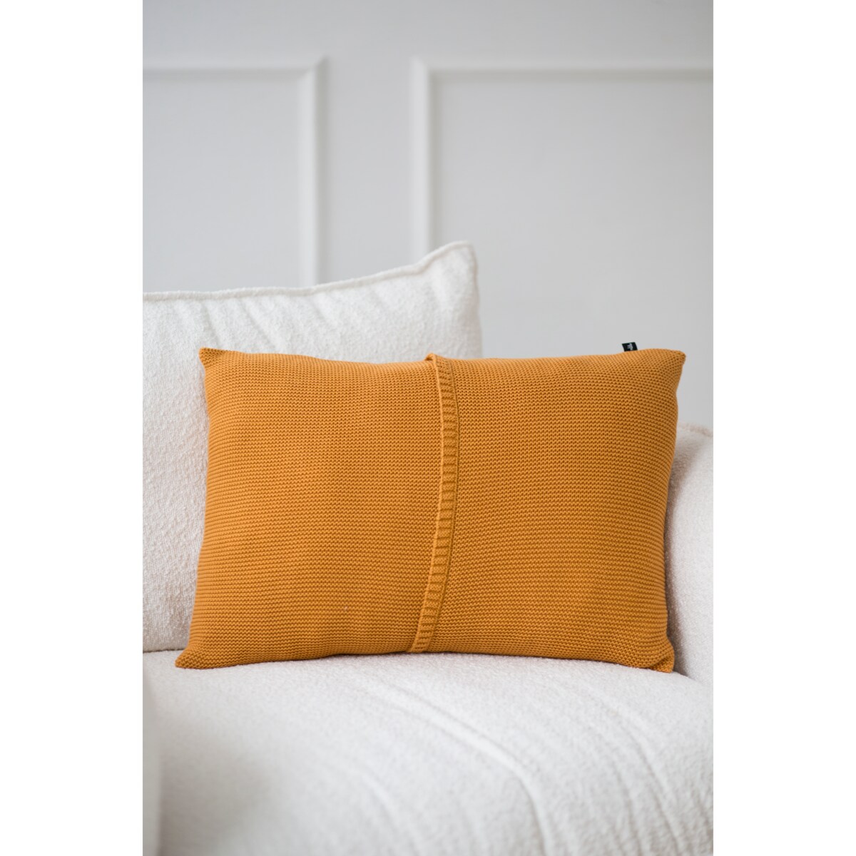 Poszewka klasyczna z przeszyciem musztardowa, 40 x 60 cm, La Manta
