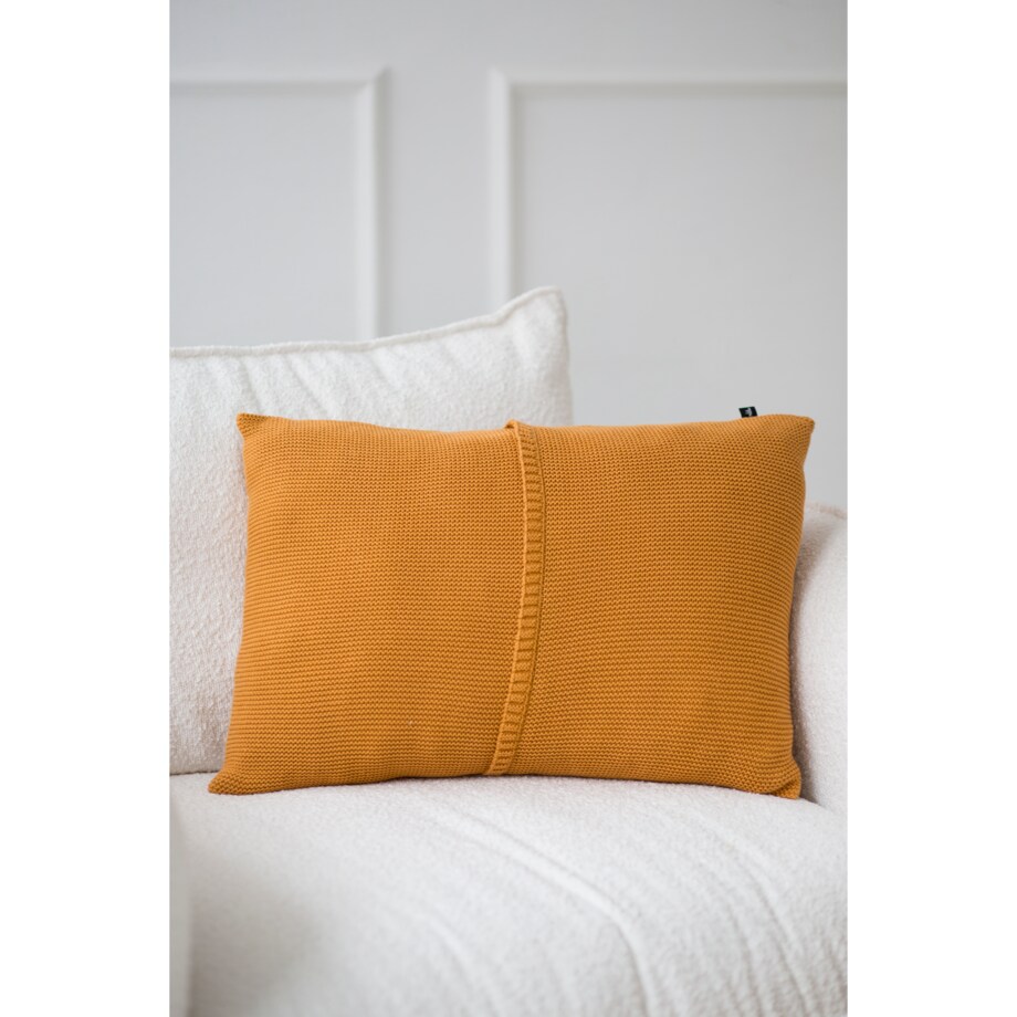 Poszewka klasyczna z przeszyciem musztardowa, 40 x 60 cm, La Manta