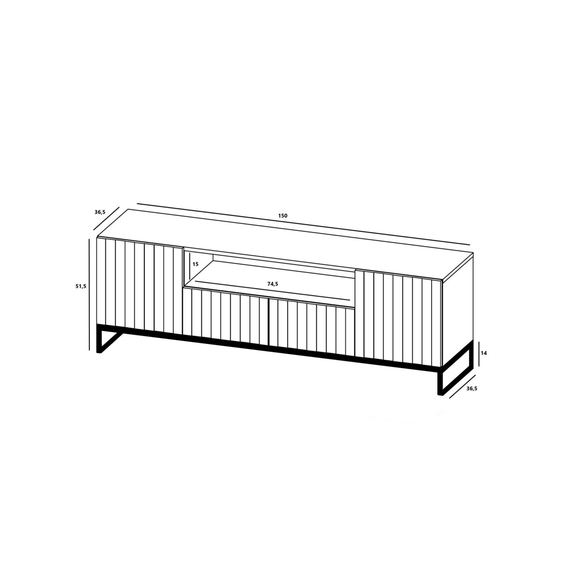 Szafka RTV Glamour Granatowy Mat Komoda RTV Loft Industrialna 150 cm Metalowa Rama