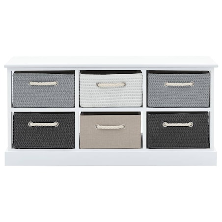 vidaXL Ławka ze schowkiem z 6 szufladami, drewniana