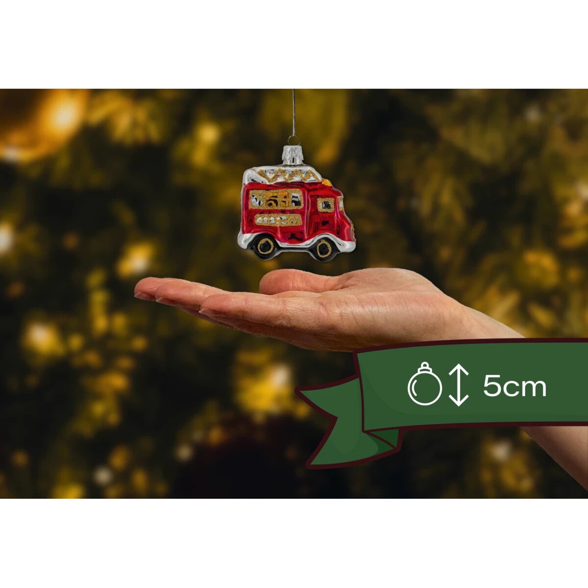 Bombka choinkowa szklana - Wóz strażacki: mini