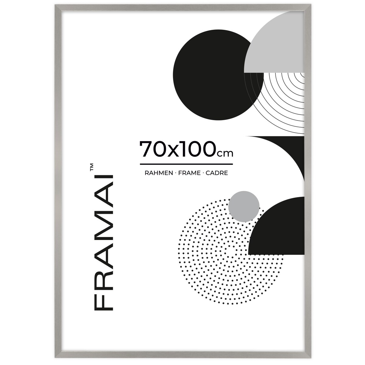 Ramka na zdjęcia 70x100 cm srebrna rama MDF z plexi do powieszenia pion poziom klasyczna ramka FRAMAI