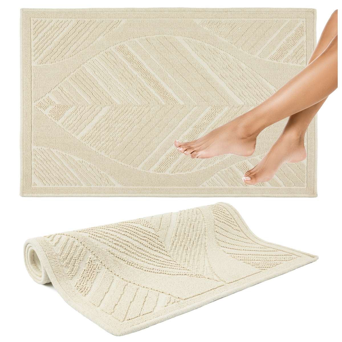 Dywanik łazienkowy Lino 60x90 cm bawełniany boho beżowy