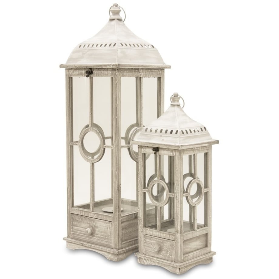 Lampion 2 szt. drewniany 88x28 cm CARLINO