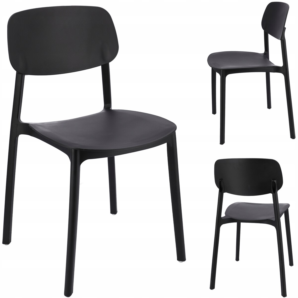 Krzesło plastikowe ogrodowe LARA czarne