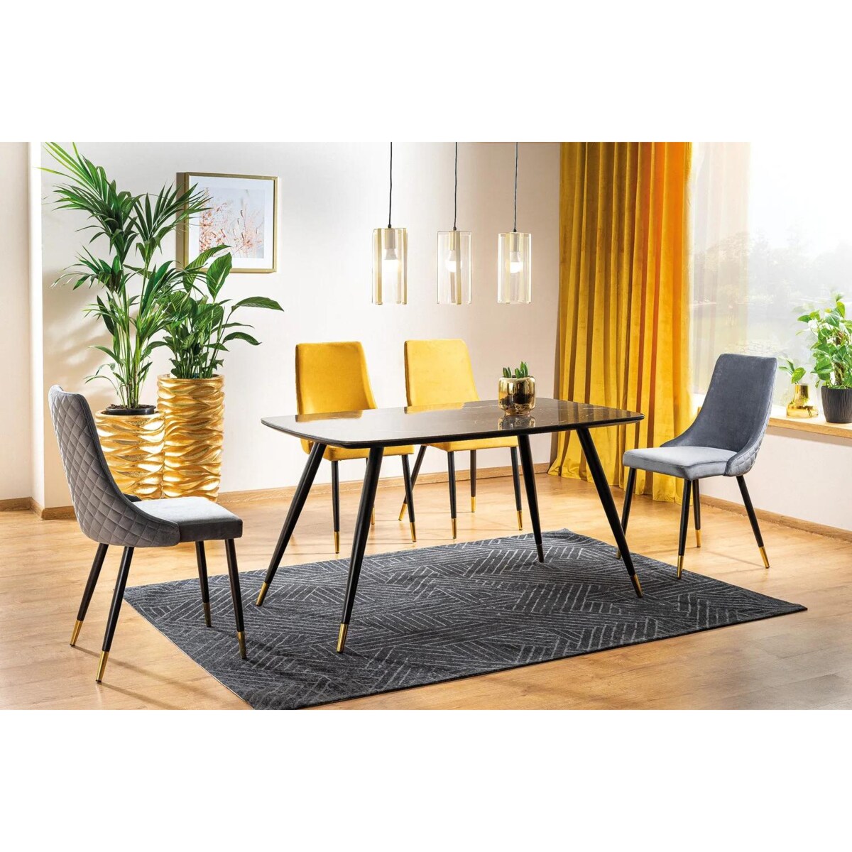 Stół CYRYL I 140x80 czarny/złoty