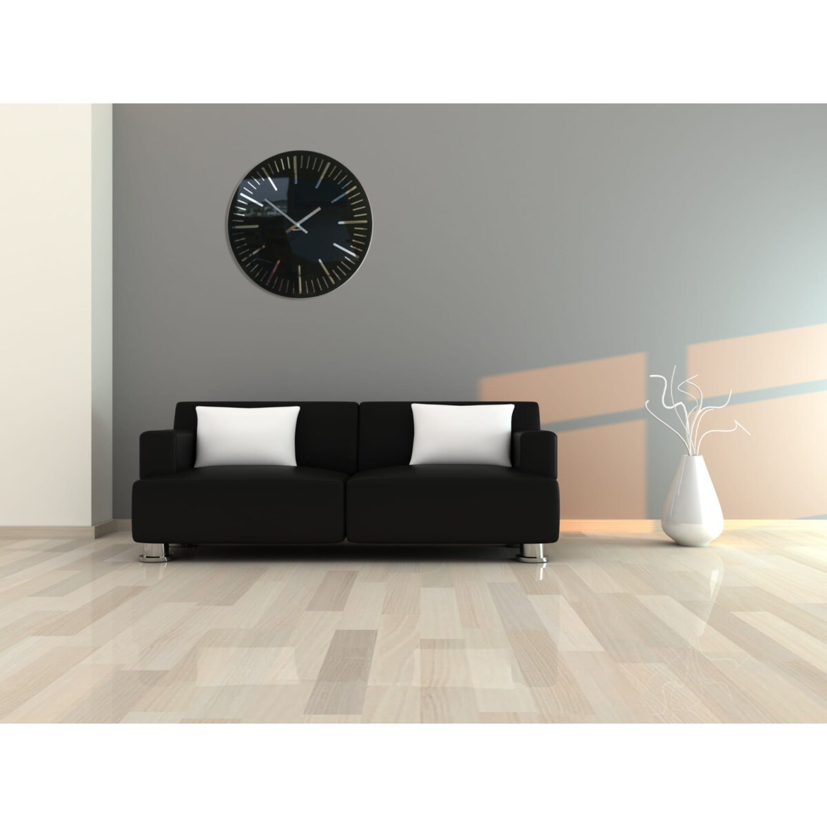 Zegar ścienny do salonu TRIM czarny 50cm