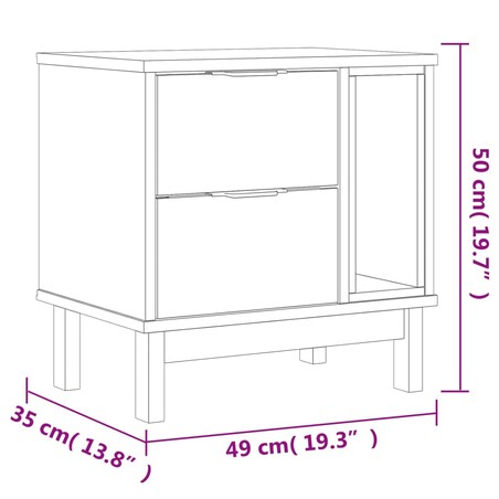 vidaXL Szafka nocna FLAM, 49x35x50 cm, lite drewno sosnowe