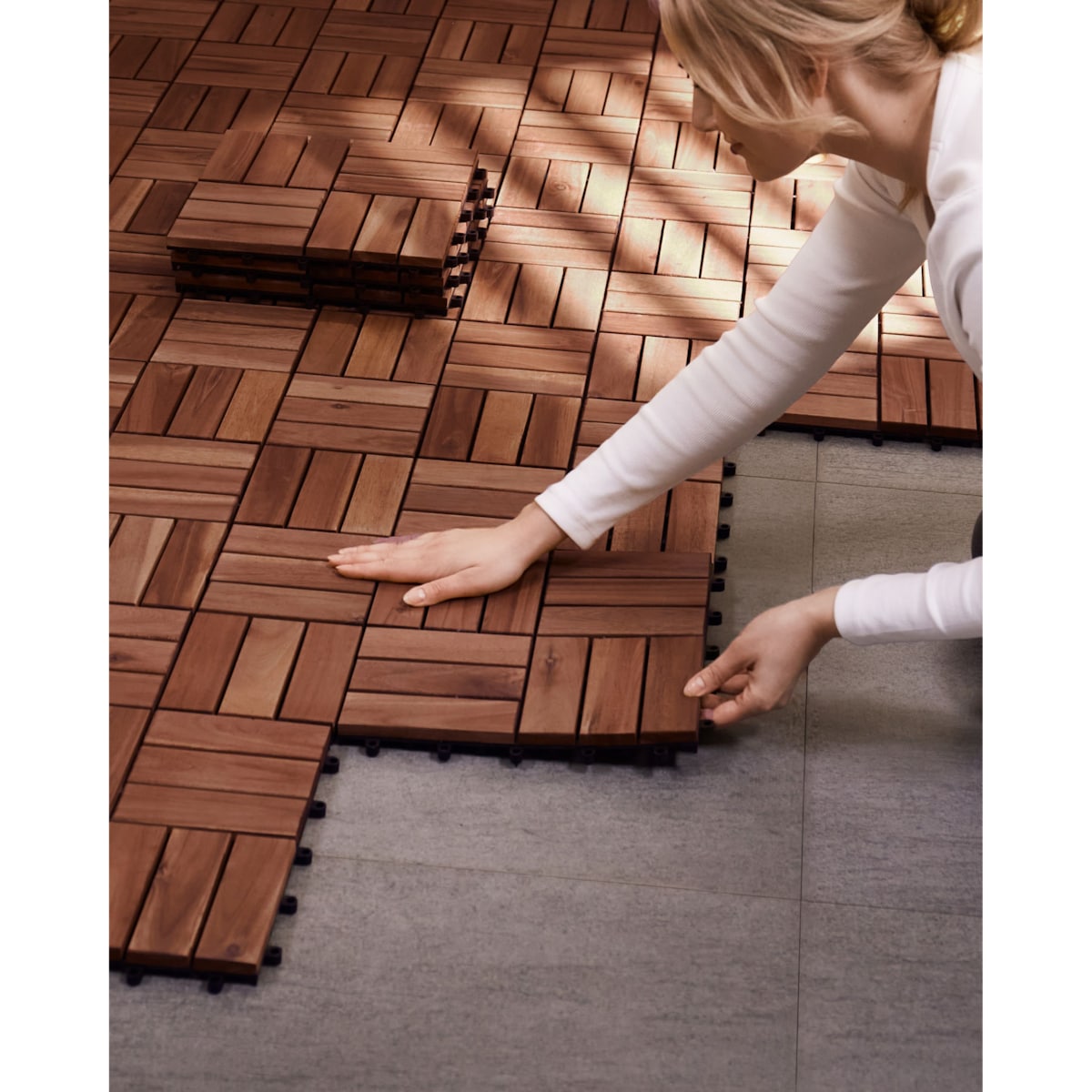 Płytki tarasowe ACERENZA Certyfikowane drewno akacjowe Brązowy