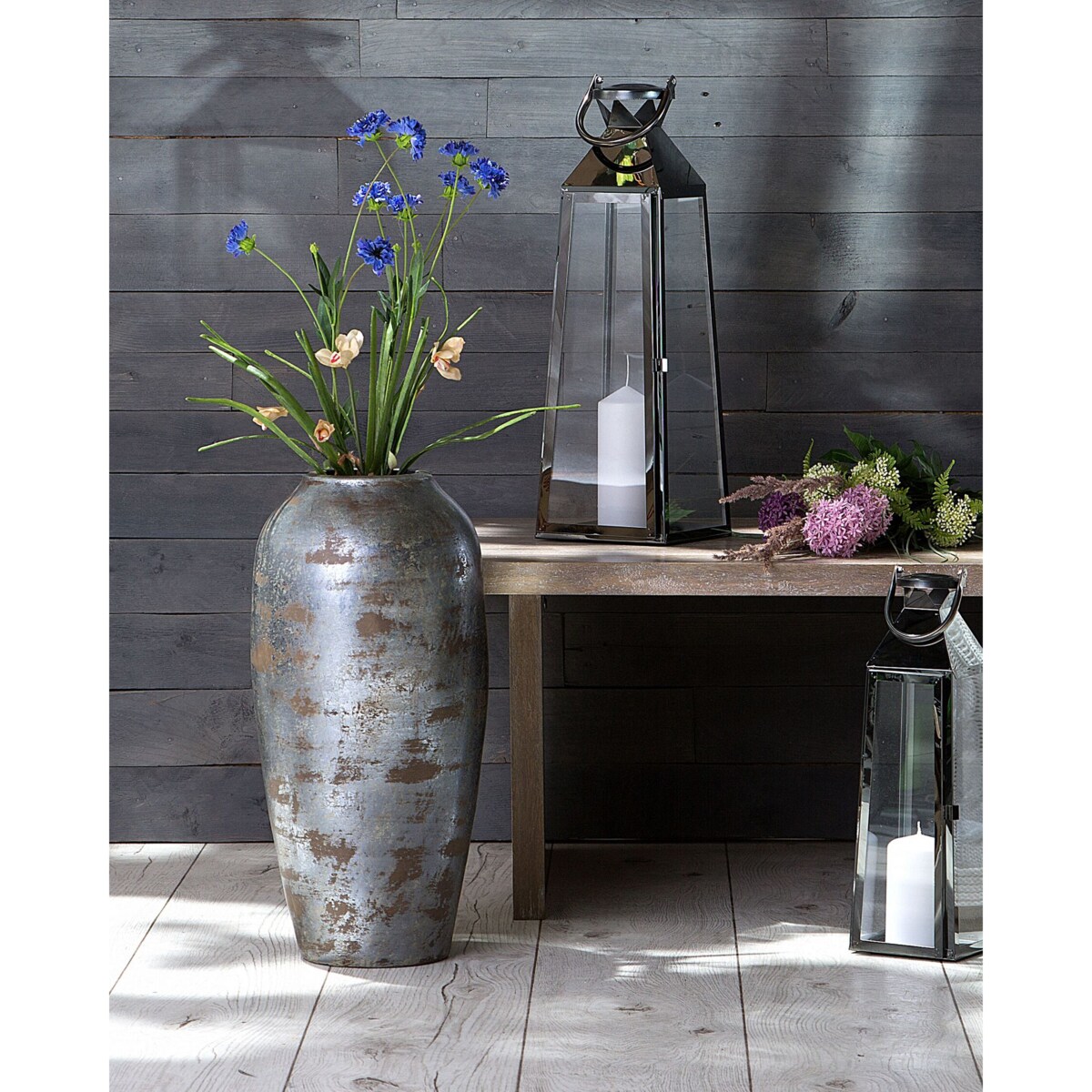 Wazon dekoracyjny z terakoty szary LORCA