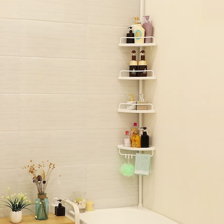 Półka Łazienkowa Teleskopowa Regulacja Wysokości Biała