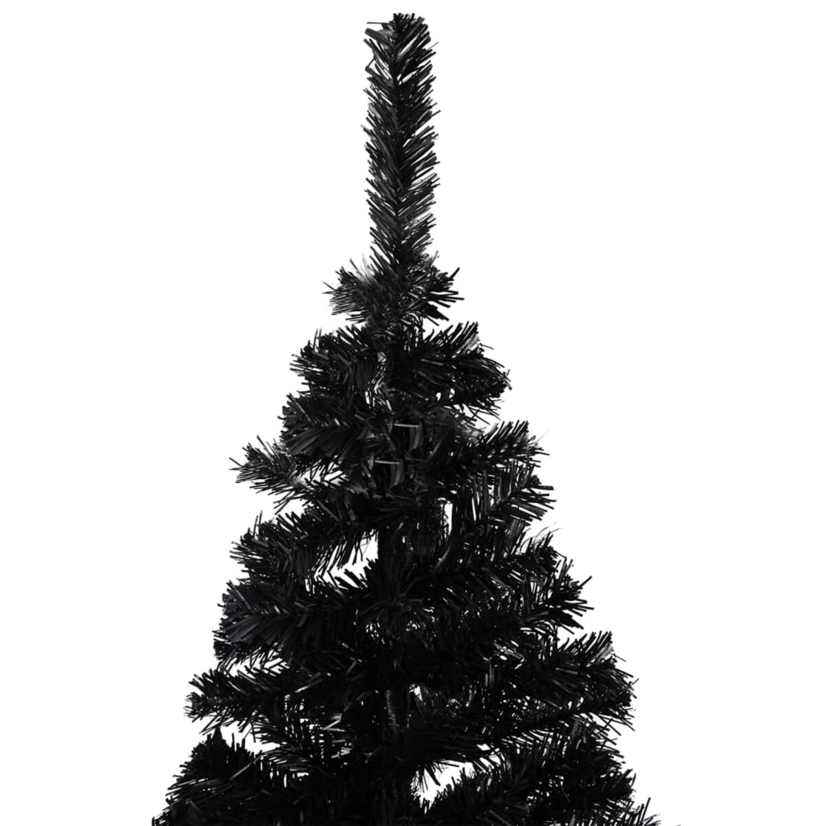 vidaXL Sztuczna choinka z lampkami i bombkami, czarna, 210 cm, PVC