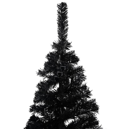 vidaXL Sztuczna choinka z lampkami i bombkami, czarna, 210 cm, PVC