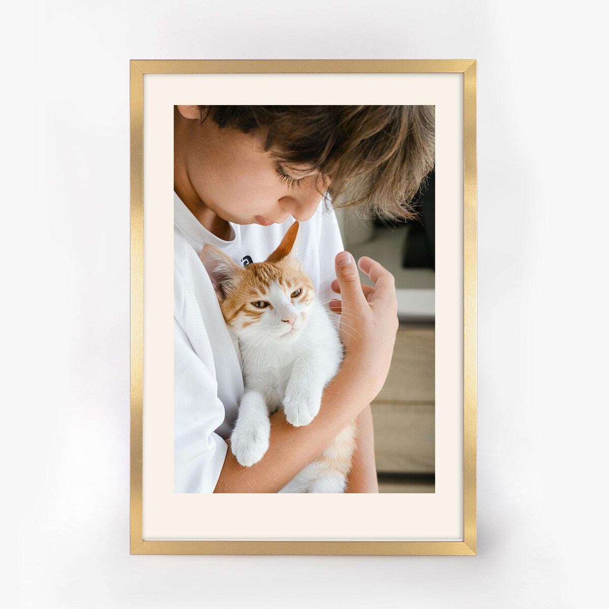 Ramka na zdjęcia 21x29,7 cm złota rama MDF z plexi do postawienia powieszenia klasyczna ramka