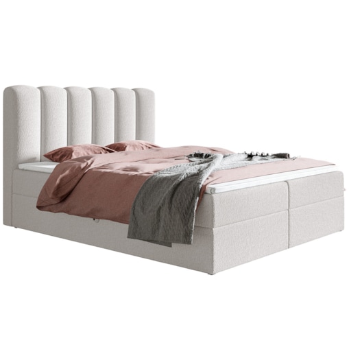 Łóżko kontynentalne FOX 10 180x200 do sypialni tkanina Catch me 01-mleczny