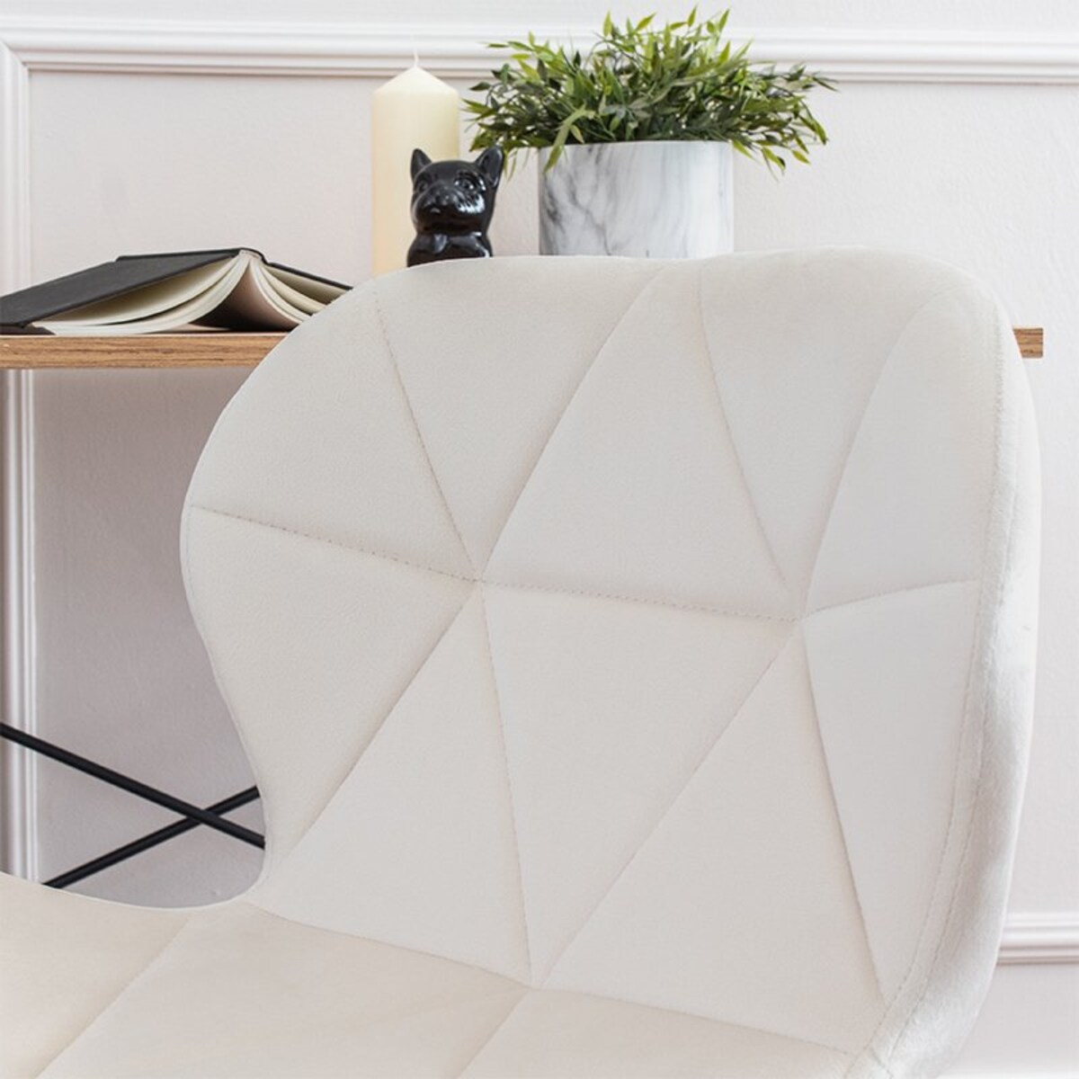 Krzesło biurowe fotel obrotowy regulowany welurowy beż