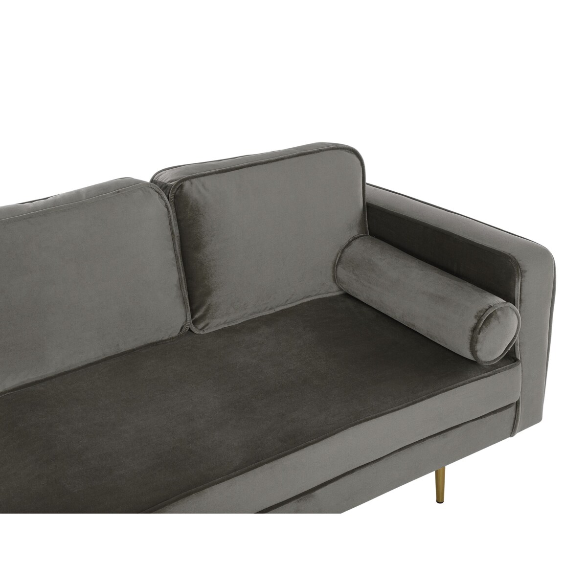 Szezlong welurowy prawostronny beżowoszary MIRAMAS