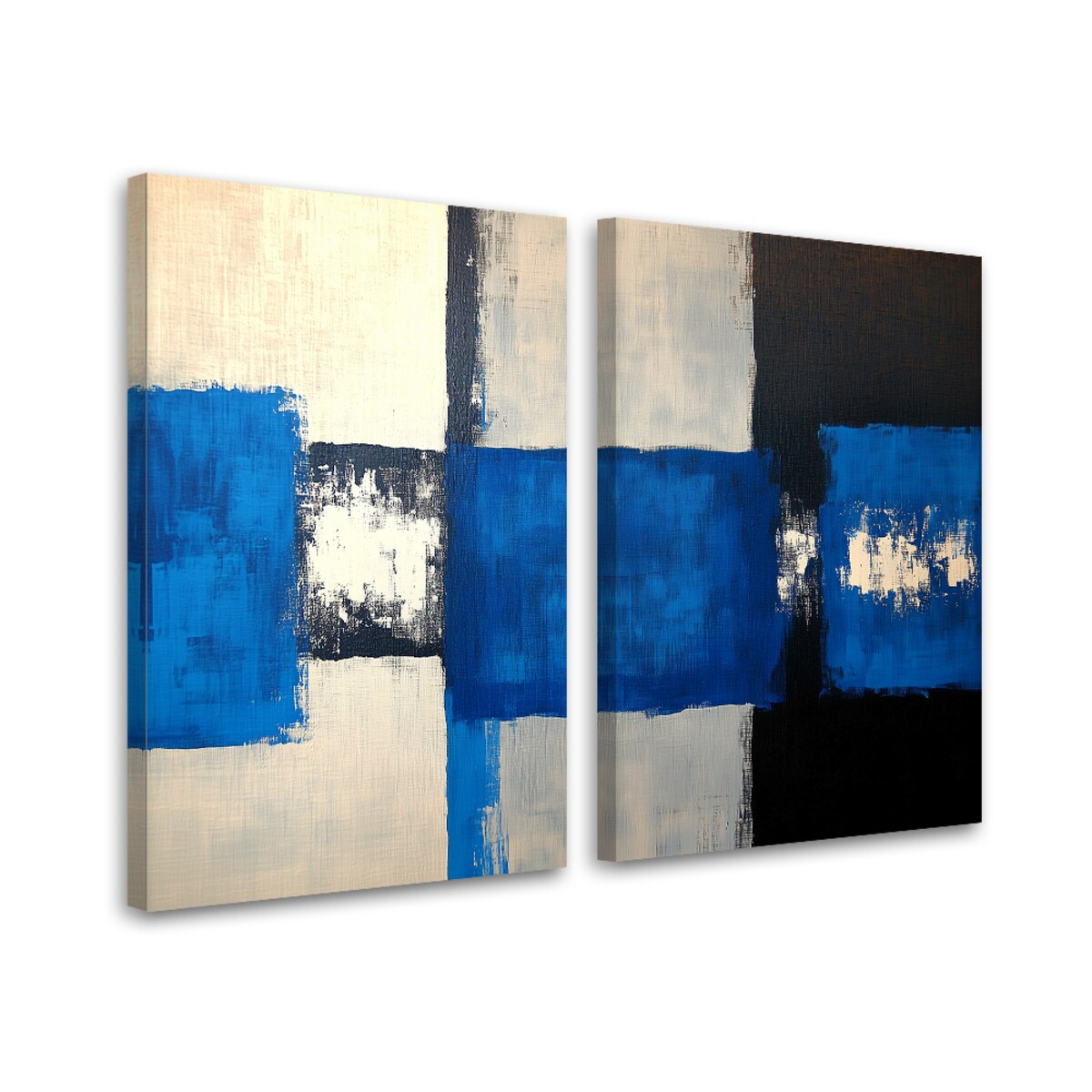 Obraz set 2 szt canvas do salonu sypialni łazienki spa jadalni Niebieska nowoczesna abstrakcja 120x90 (2x60x90)