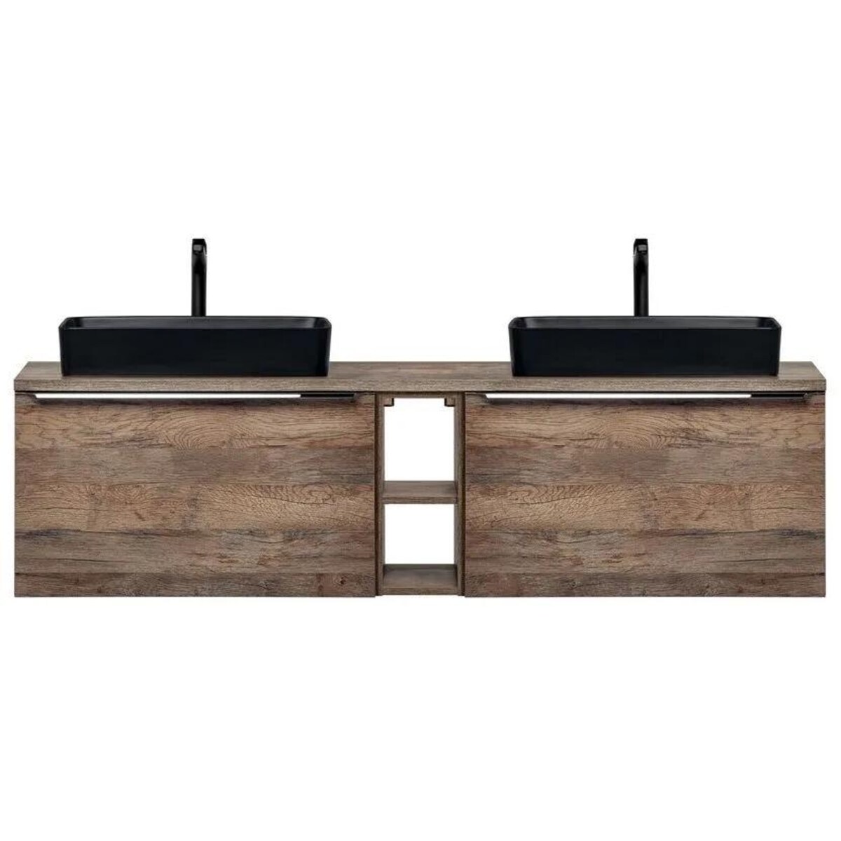 Szafka pod umywalkę nablatową SANTA FE OAK 60 cm + SANTA FE OAK 60 cm + regał dolny 20 cm dąb - zestaw z blatem